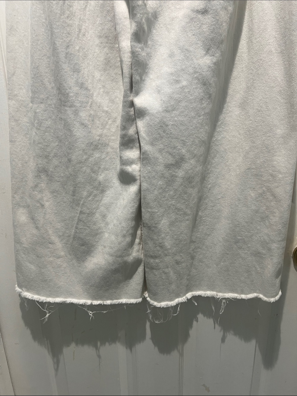 Miou Muse Wide Leg White Raw Hem Pants - Picture 9 of 10